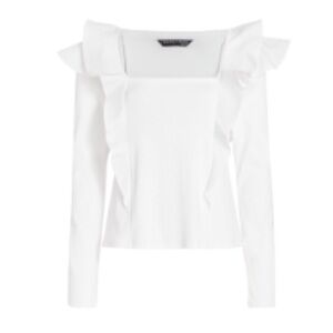 Veronica Beard Gidea Ruffle-Shoulder Knot Top